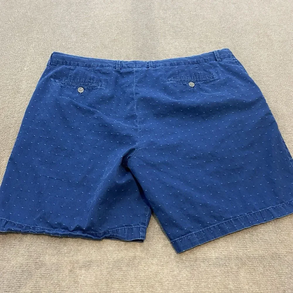 Peter Millar Chino Shorts Men's 42 Blue Polka‎ Dot Flat Front Cotton Preppy Logo